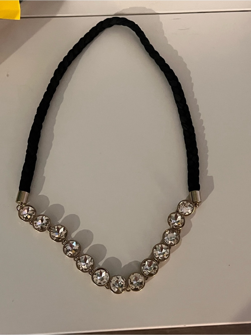 Crystal Accent Black Braided Necklace